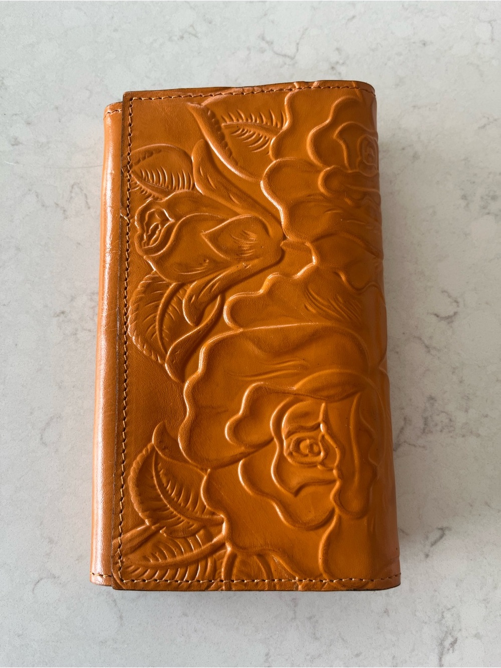 Patricia Nash Emlyn Tooled Leather Trifold Wallet in the color Sun Yellow NWOT